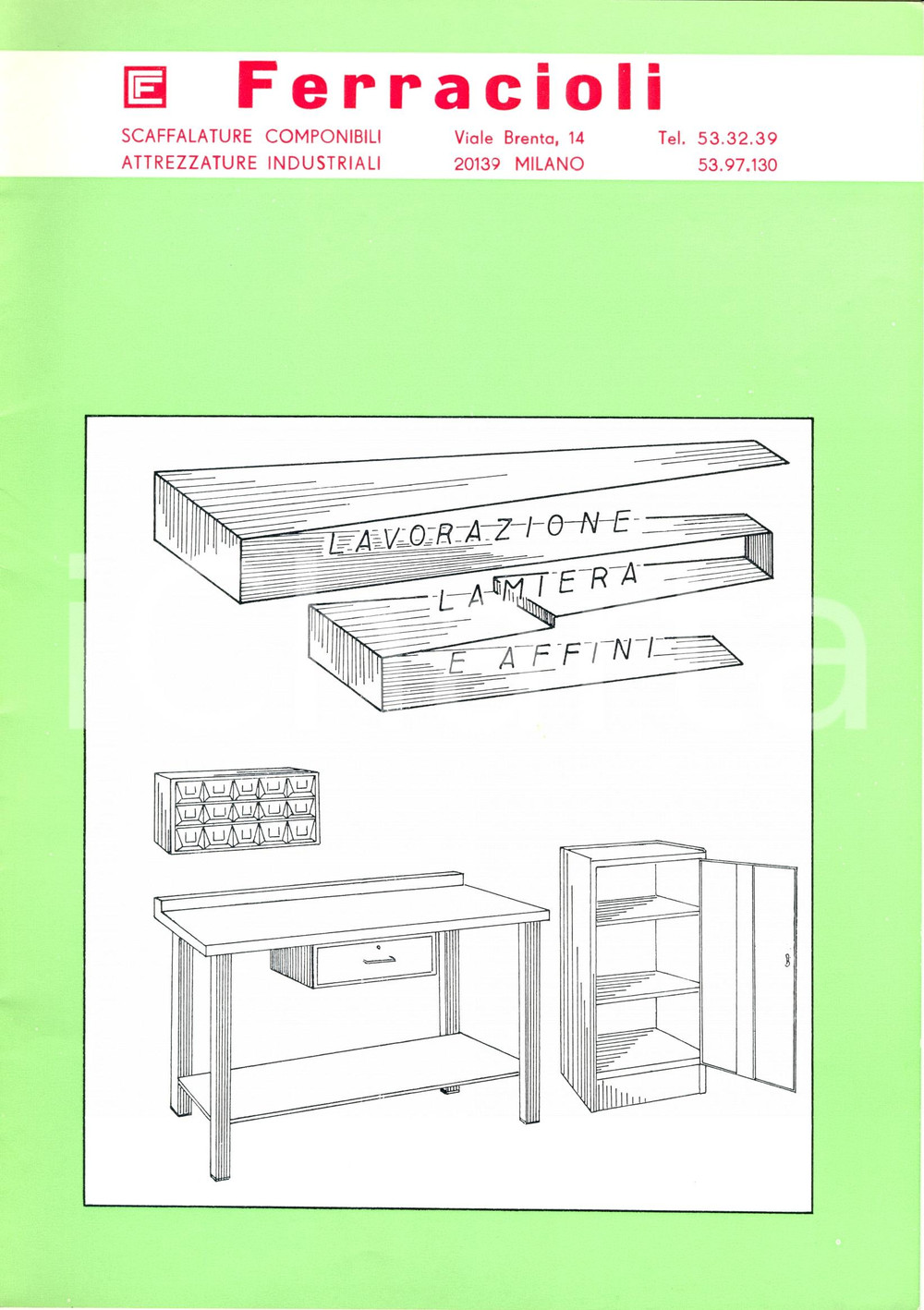 Materiale pubblicitario d’epoca 1970 ca MILANO Ditta FERRACIOLI  Lamiera e affini Catalogo ILLUSTRATO 1
