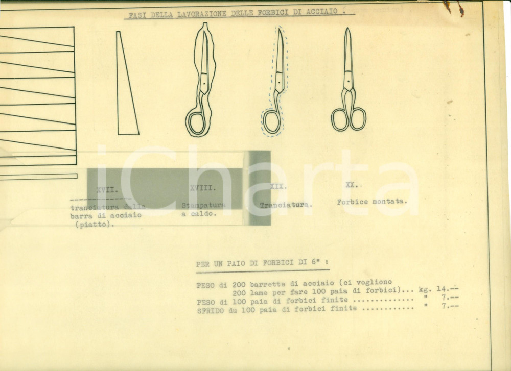 Documento originale, autentico 1954 CASLINO D ERBA Coltellerie Riunite CASLINO MANIAGO Forbici acciaio LUCIDO 1
