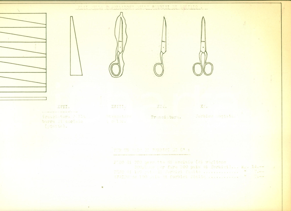 Documento originale, autentico 1954 CASLINO D ERBA Coltellerie Riunite CASLINO MANIAGO Forbici d acciaio TAVOLA 1