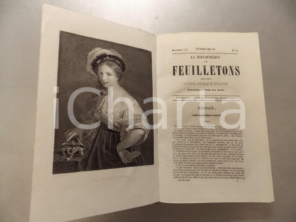 Libro, pubblicazione d epoca 1844 LA BIBLIOTHEQUE DES FEUILLETONS Annata completa Quattro volumi 1
