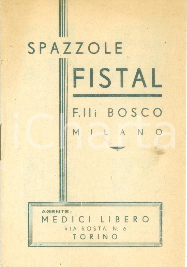 Materiale pubblicitario d’epoca 1935 ca TORINO Spazzole FISTAL dei Fratelli BOSCO Catalogo ILLUSTRATO 1
