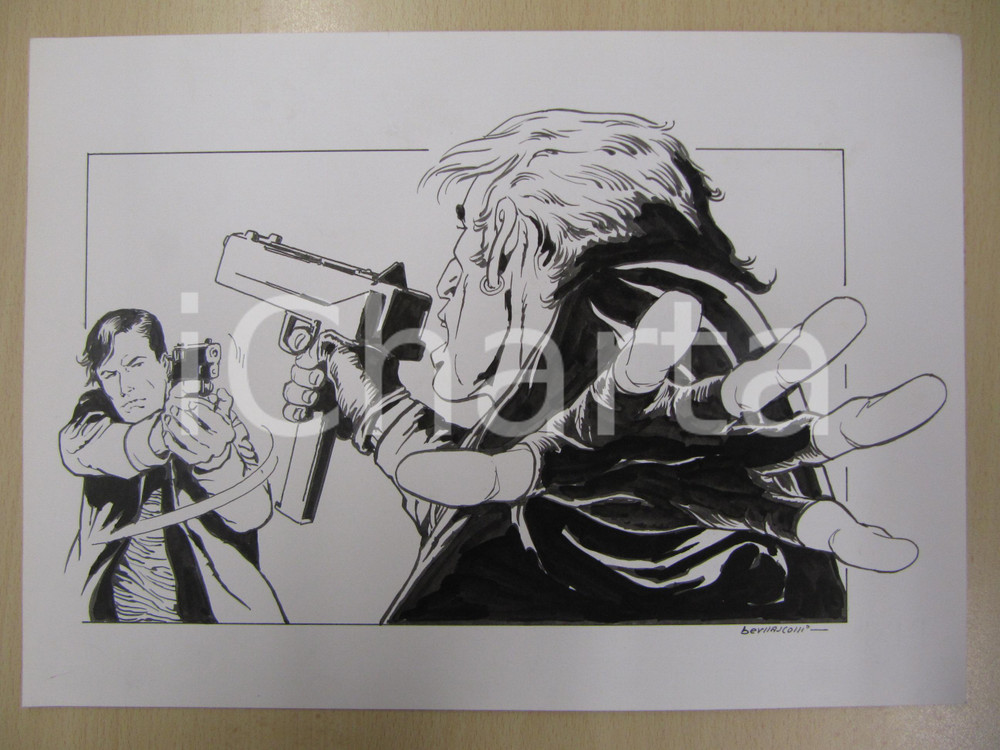 Opera d’arte autentica Fumetto MALAVITA Anni  70 Originale a china Luciano BERNASCONI LUBE 1