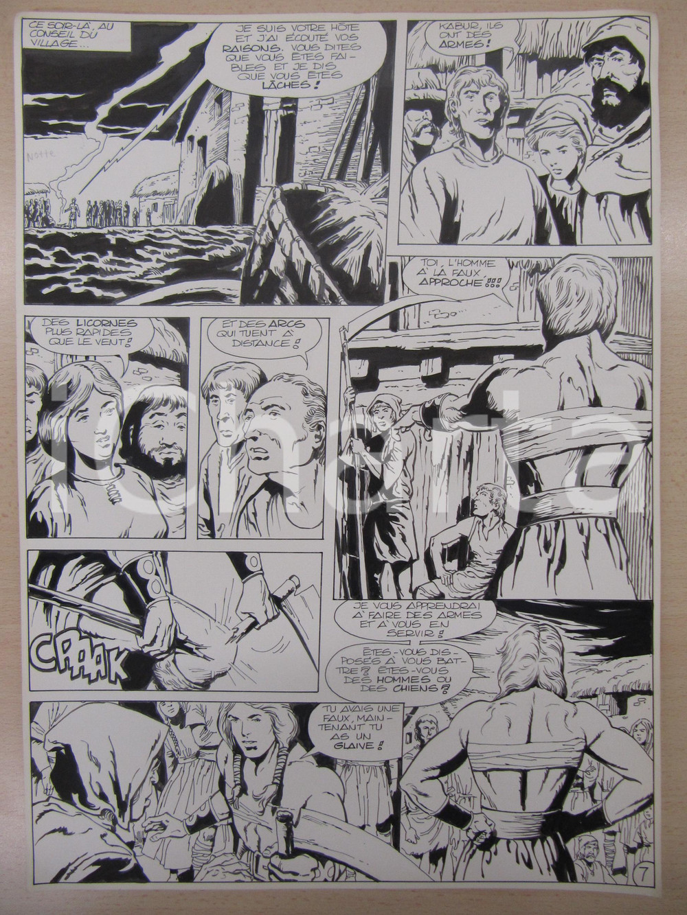 Opera d’arte autentica 1976 BD FANTASY FRANCE La saga de KABUR NÂ° 2 tav.7 Original BERNASCONI LUBE 1