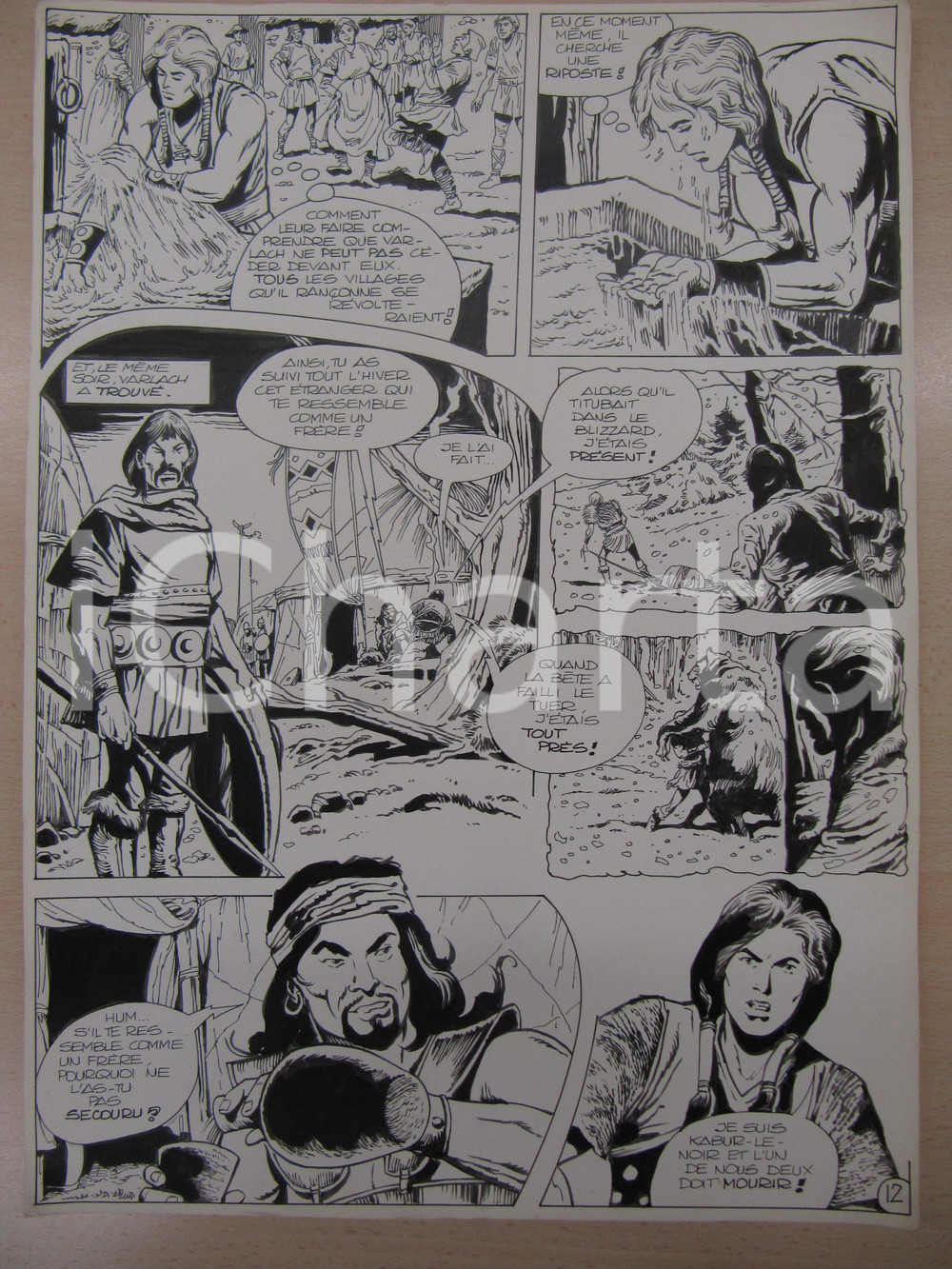 Opera d’arte autentica 1976 BD FANTASY FRANCE La saga de KABUR NÂ° 2 tav.12 Original BERNASCONI LUBE 1