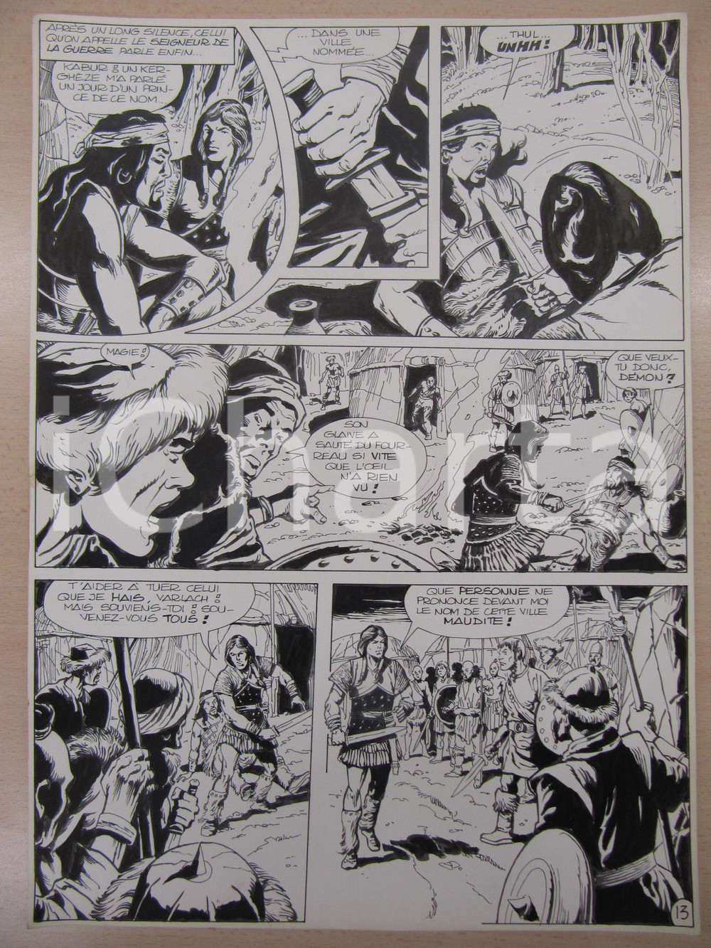 Opera d’arte autentica 1976 BD FANTASY FRANCE La saga de KABUR NÂ° 2 tav.13 Original BERNASCONI LUBE 1