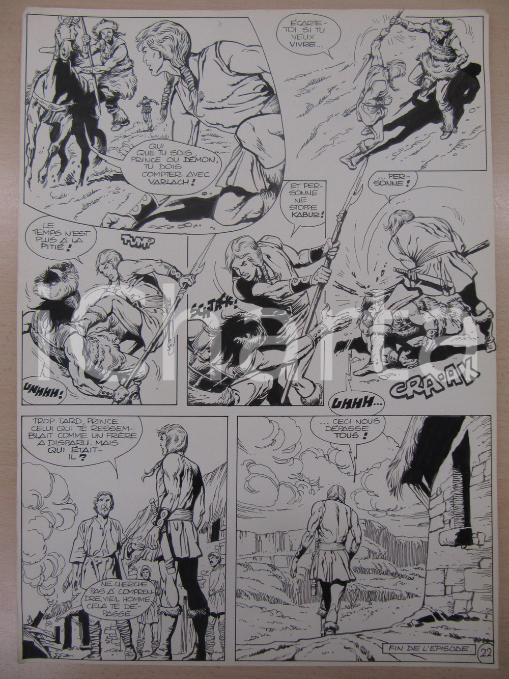 Opera d’arte autentica 1976 BD FANTASY FRANCE La saga de KABUR NÂ° 2 tav.22 Original BERNASCONI LUBE 1