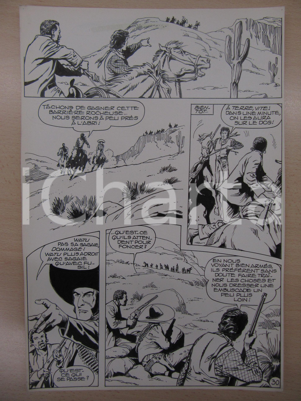 Opera d’arte autentica 1990 BD WESTERN FRANCE BILLY BOYD NÂ° 2 El Cobra! tav.30 Original BERNASCONI LUBE 1