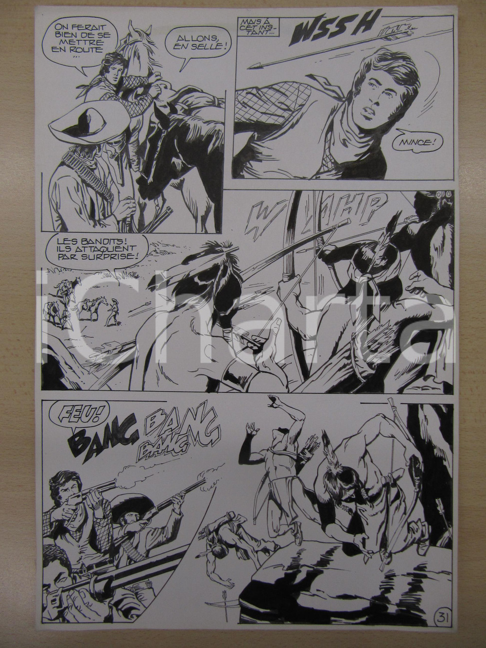 Opera d’arte autentica 1990 BD WESTERN FRANCE BILLY BOYD NÂ° 2 El Cobra! tav.31 Original BERNASCONI LUBE 1