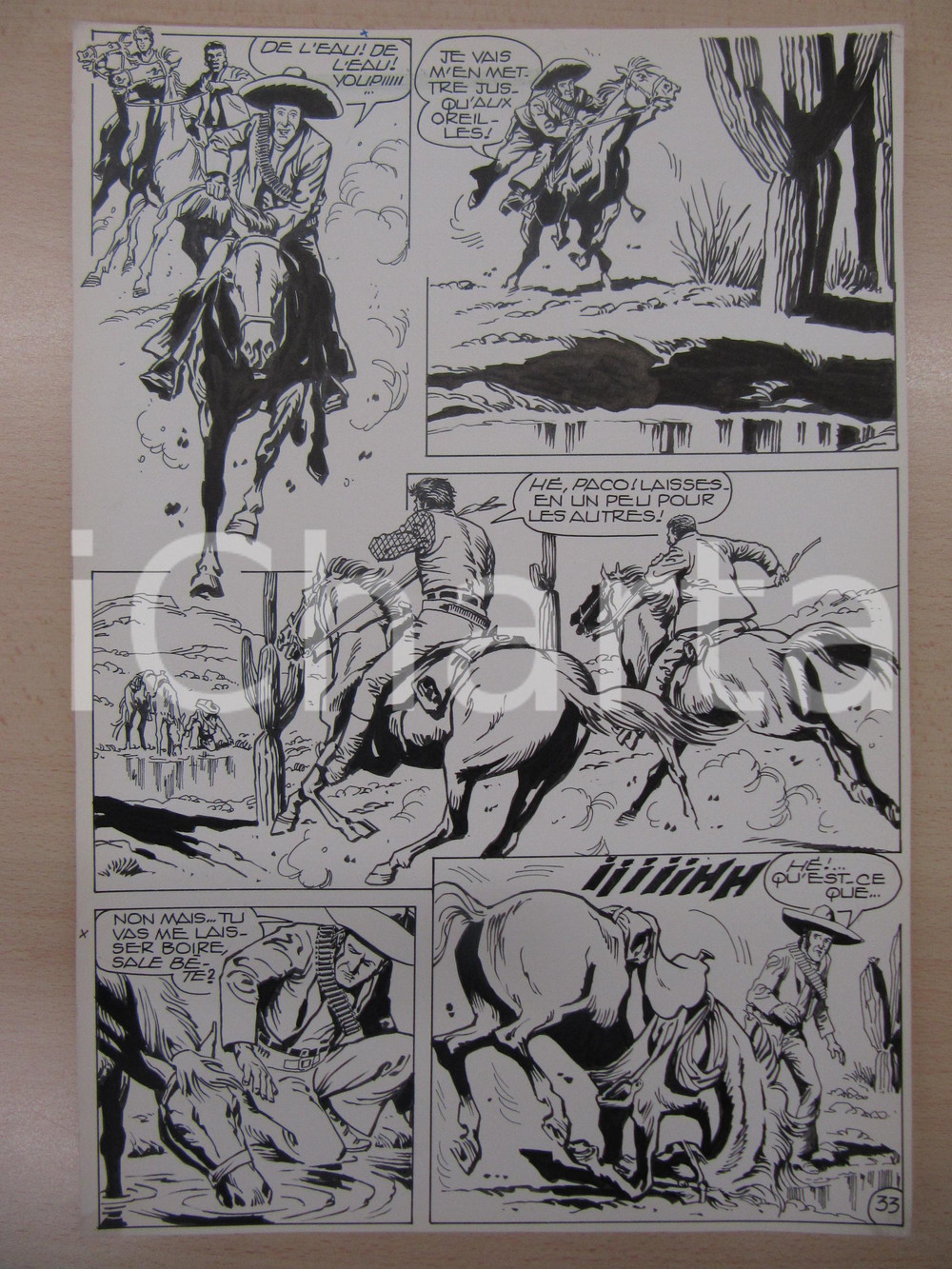 Opera d’arte autentica 1990 BD WESTERN FRANCE BILLY BOYD NÂ° 2 El Cobra! tav.33 Original BERNASCONI LUBE 1