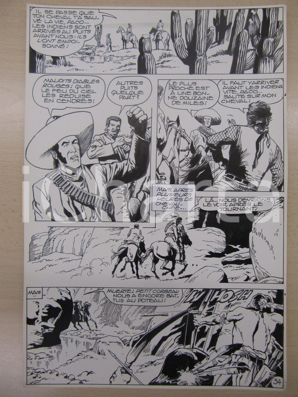 Opera d’arte autentica 1990 BD WESTERN FRANCE BILLY BOYD NÂ° 2 El Cobra! tav.34 Original BERNASCONI LUBE 1