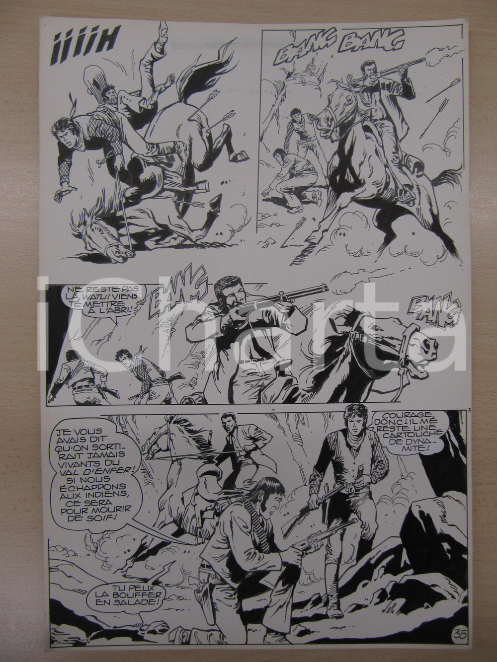 Opera d’arte autentica 1990 BD WESTERN FRANCE BILLY BOYD NÂ° 2 El Cobra! tav.35 Original BERNASCONI LUBE 1