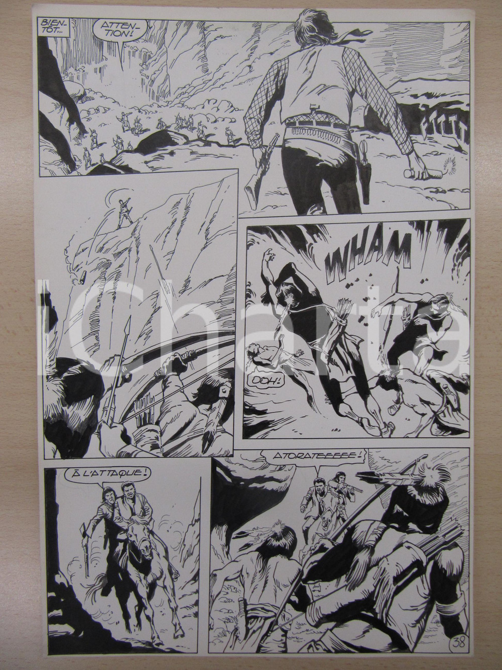 Opera d’arte autentica 1990 BD WESTERN FRANCE BILLY BOYD NÂ° 2 El Cobra! tav.38 Original BERNASCONI LUBE 1