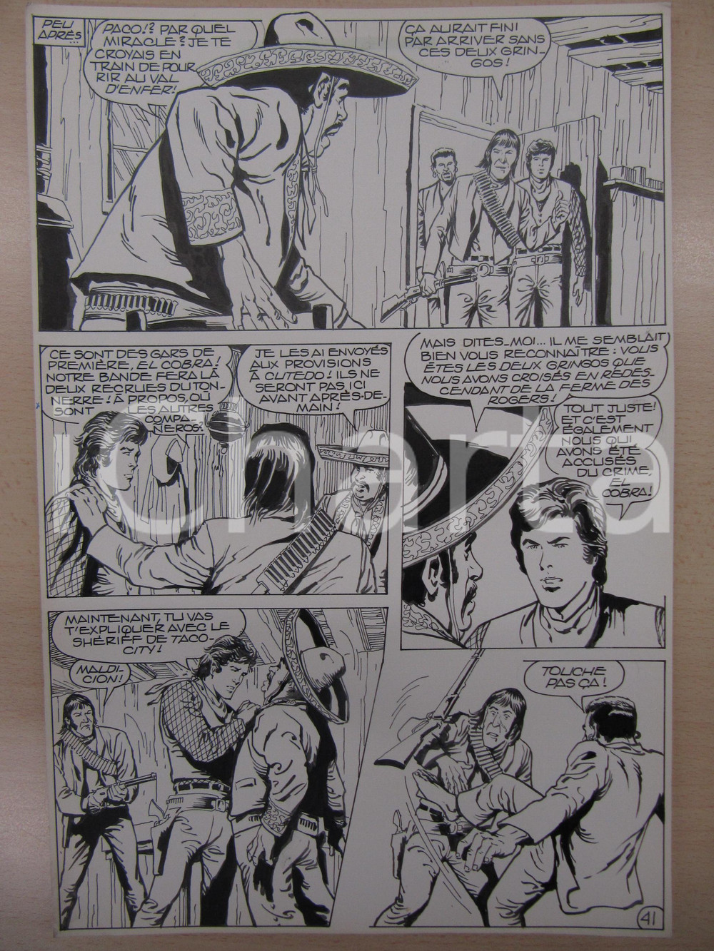 Opera d’arte autentica 1990 BD WESTERN FRANCE BILLY BOYD NÂ° 2 El Cobra! tav.41 Original BERNASCONI LUBE 1