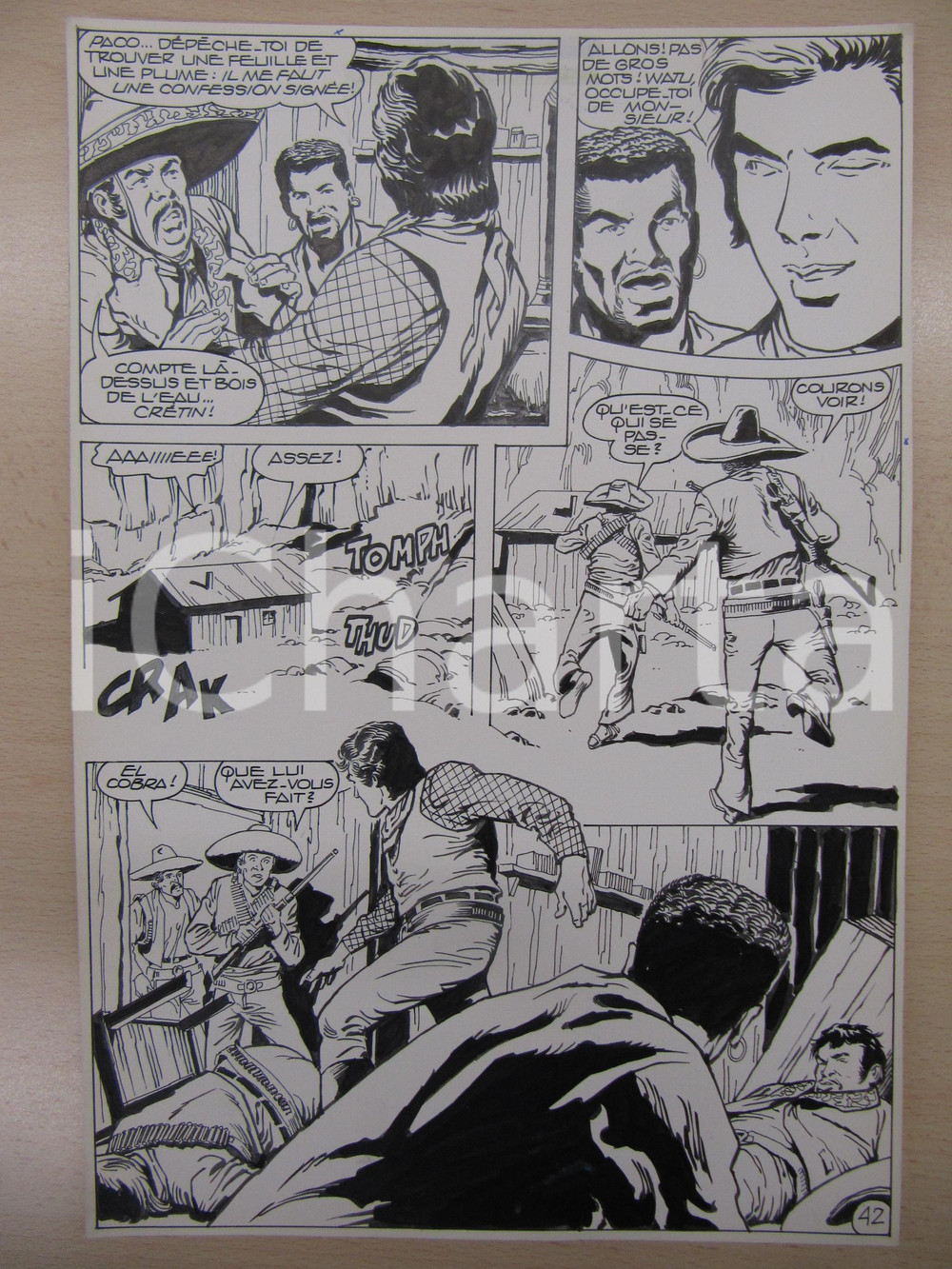 Opera d’arte autentica 1990 BD WESTERN FRANCE BILLY BOYD NÂ° 2 El Cobra! tav.42 Original BERNASCONI LUBE 1