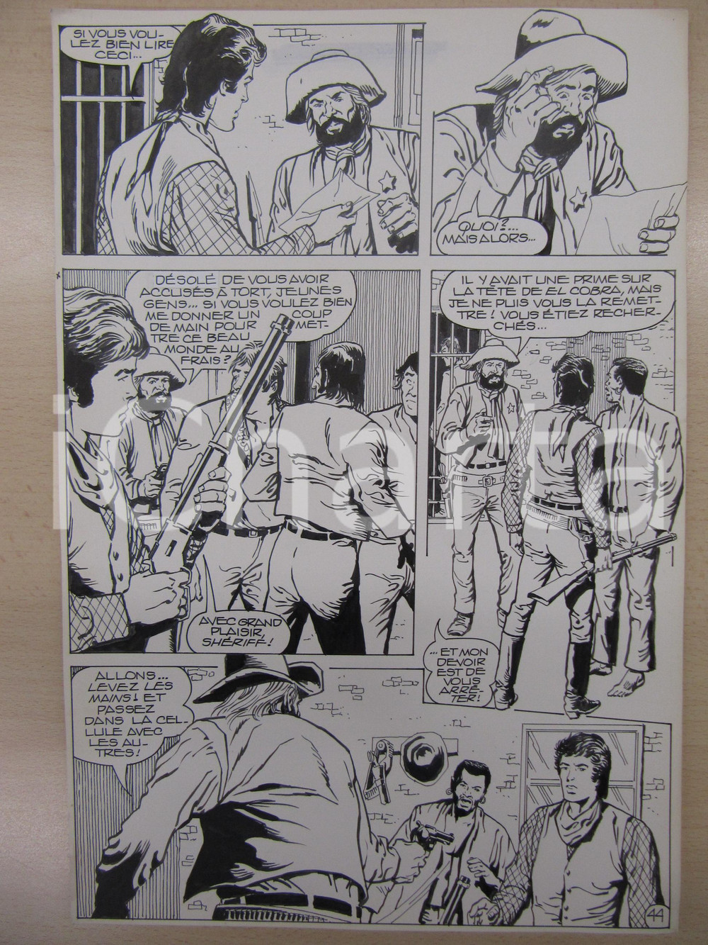 Opera d’arte autentica 1990 BD WESTERN FRANCE BILLY BOYD NÂ° 2 El Cobra! tav.44 Original BERNASCONI LUBE 1