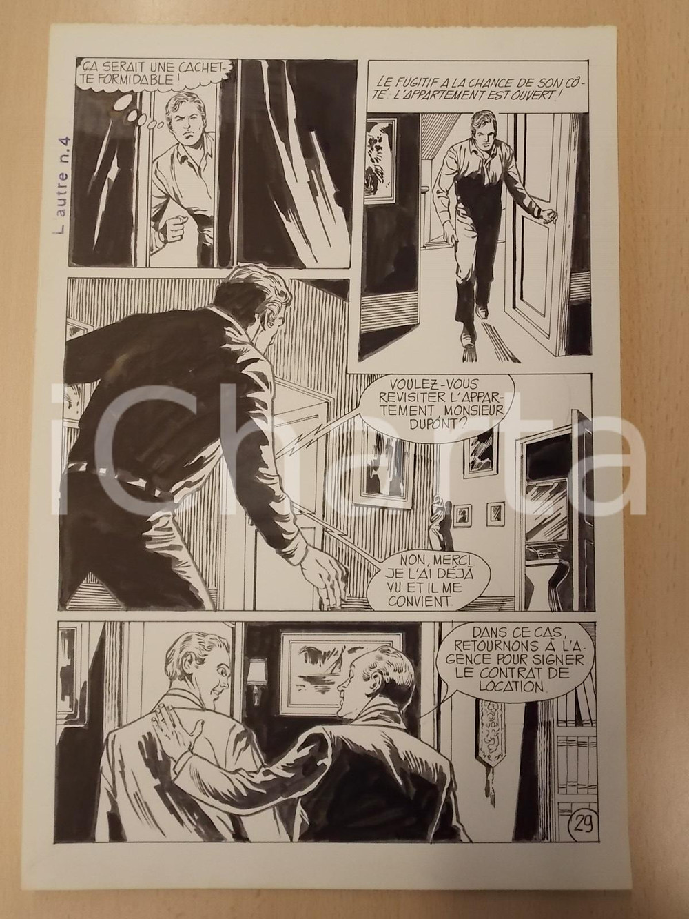 Opera d’arte autentica 1970 L AUTRE Ep. 4 Luciano BERNASCONI Jean Vlad spia alieni Tavola originale 1