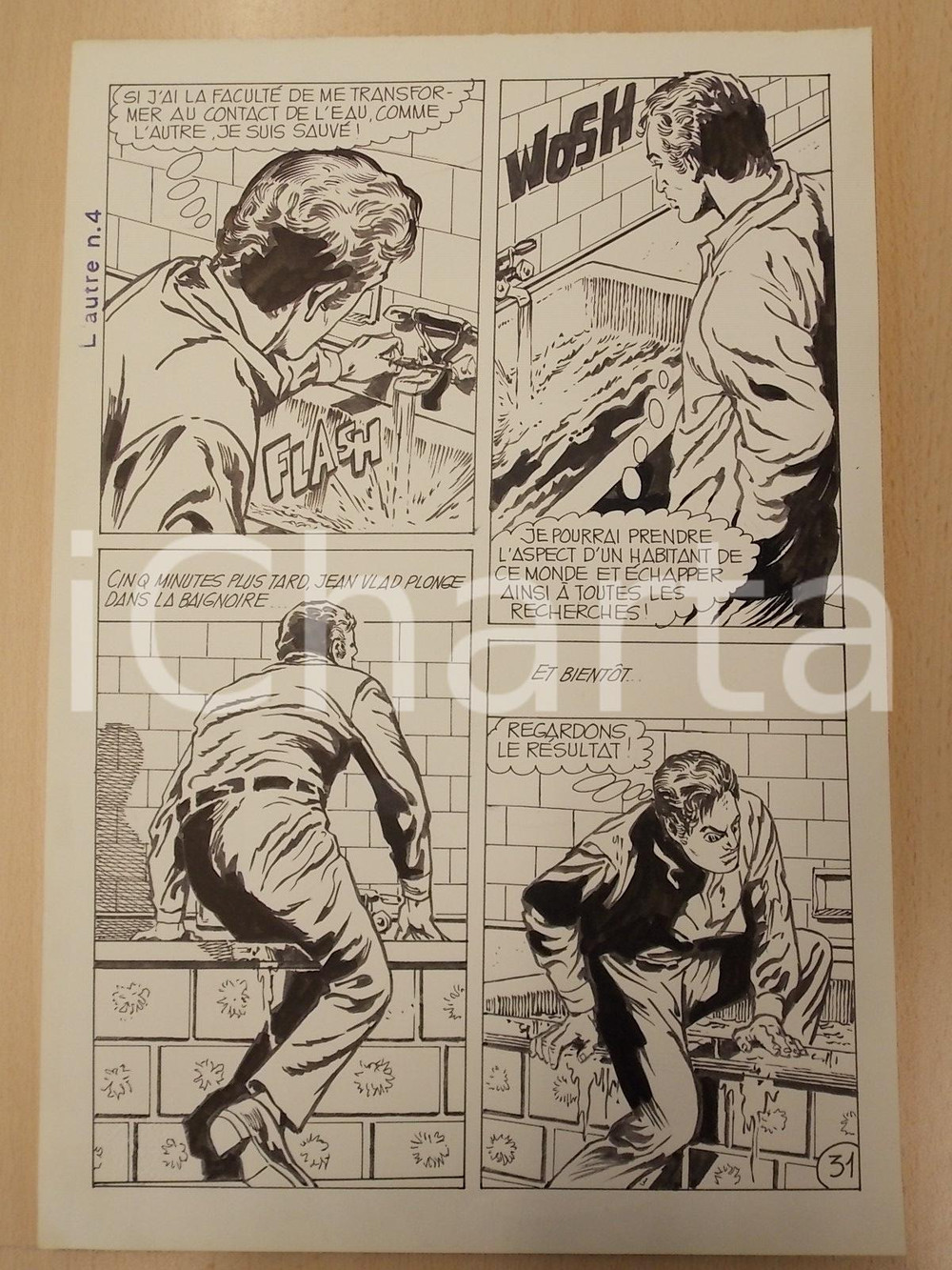 Opera d’arte autentica 1970 L AUTRE Ep.4 Luciano BERNASCONI Jean Vlad vasca da bagno Tavola originale 1