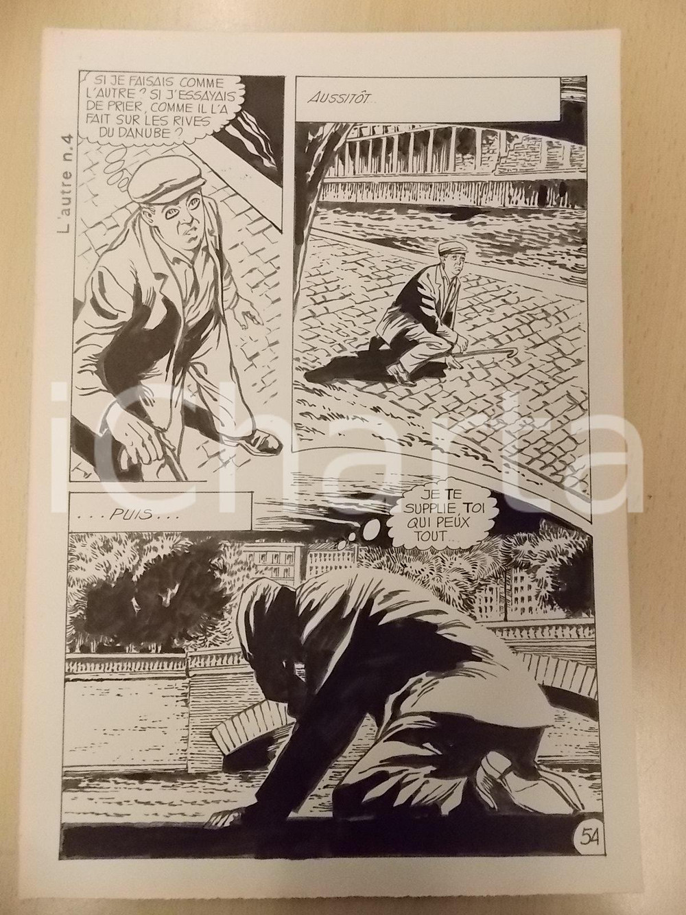 Opera d’arte autentica 1970 L AUTRE Ep. 4 Luciano BERNASCONI Anziano colto da malore Tavola originale 1