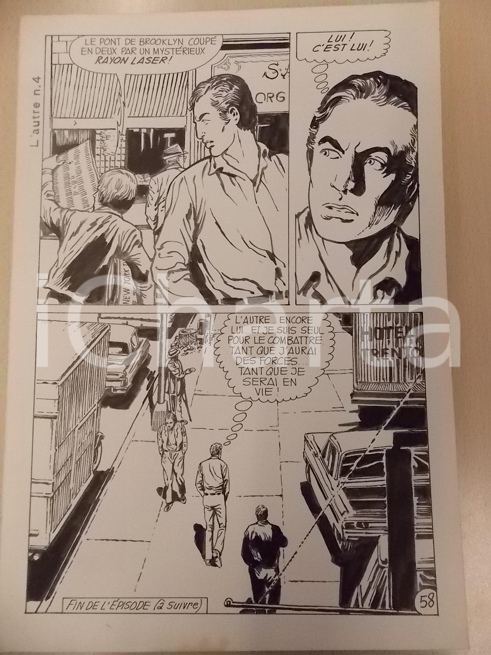 Opera d’arte autentica 1970 L AUTRE Ep. 4 Luciano BERNASCONI Venditore di giornali Tavola originale 1