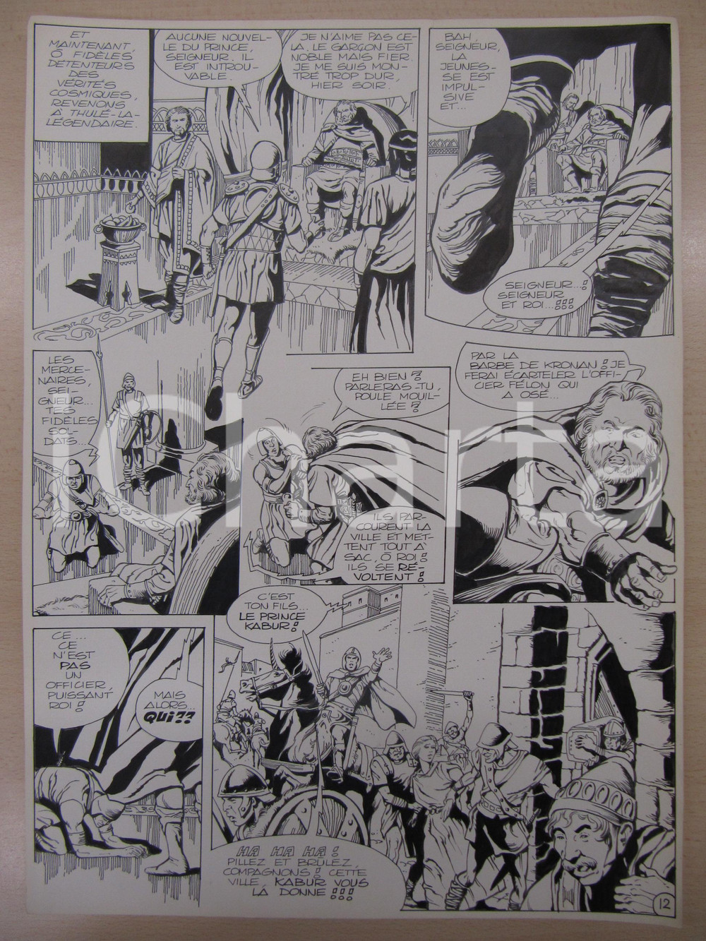 Opera d’arte autentica 1975 BD FANTASY FRANCE La saga de KABUR NÂ° 1 tav.12 Original BERNASCONI LUBE 1