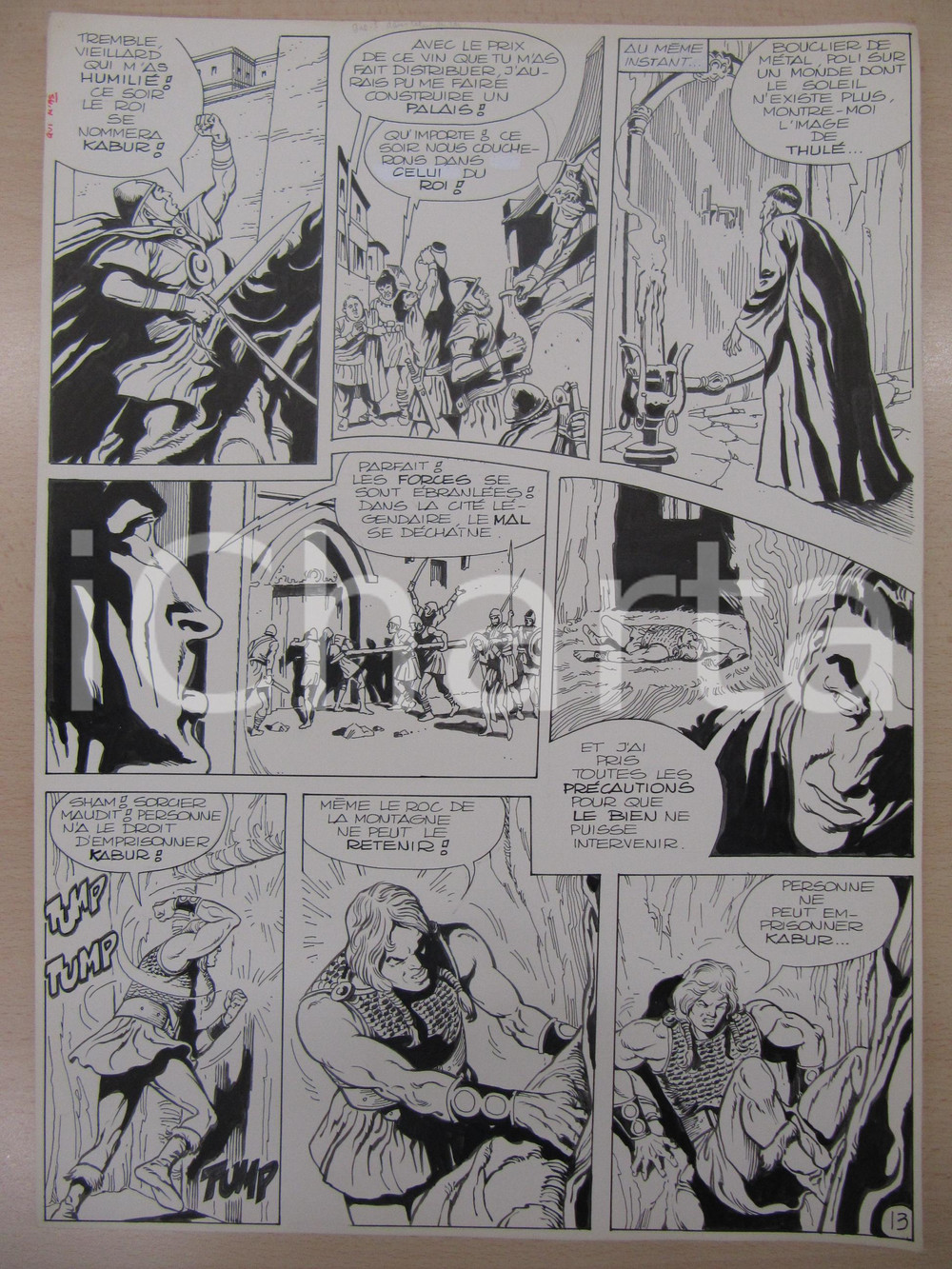 Opera d’arte autentica 1975 BD FANTASY FRANCE La saga de KABUR NÂ° 1 tav.13 Original BERNASCONI LUBE 1