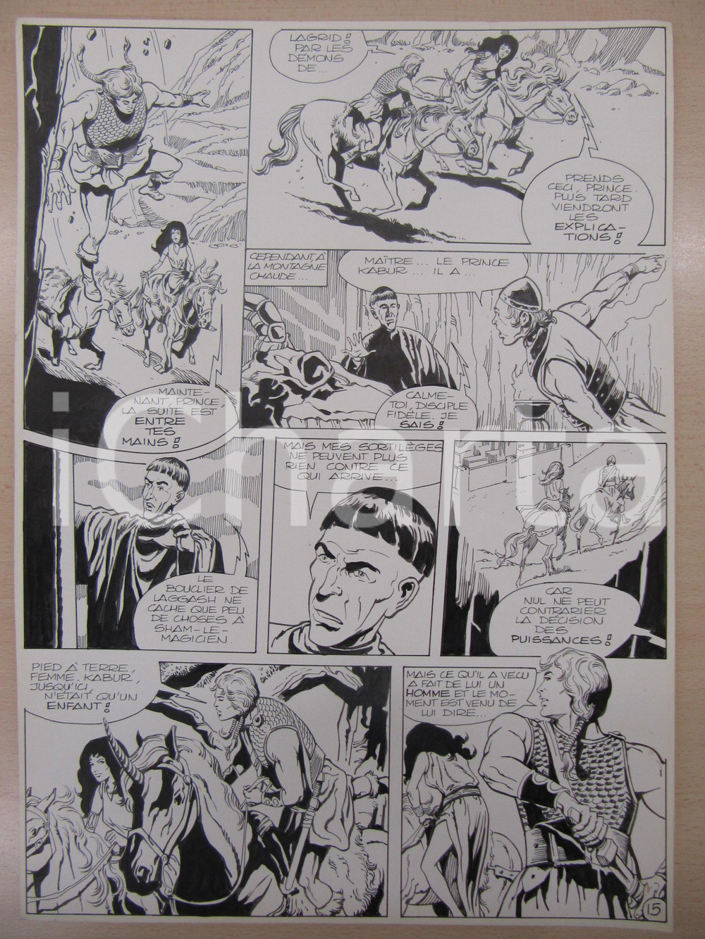 Opera d’arte autentica 1975 BD FANTASY FRANCE La saga de KABUR NÂ° 1 tav.15 Original BERNASCONI LUBE 1