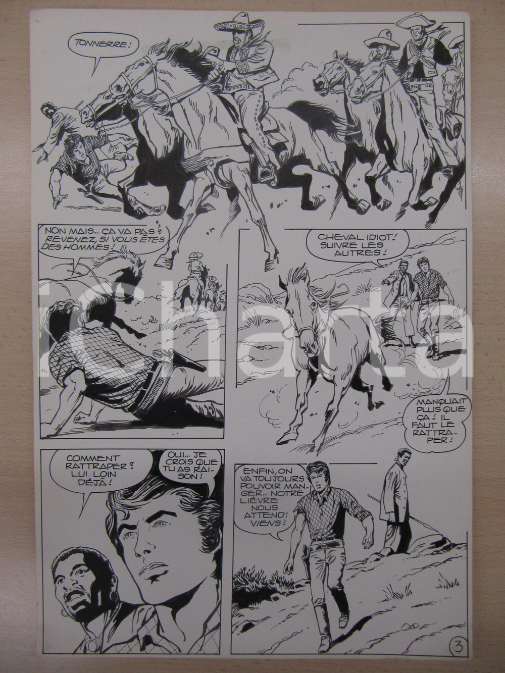Opera d’arte autentica 1990 BD WESTERN FRANCE BILLY BOYD NÂ° 2 El Cobra! tav.3 Original BERNASCONI LUBE 1