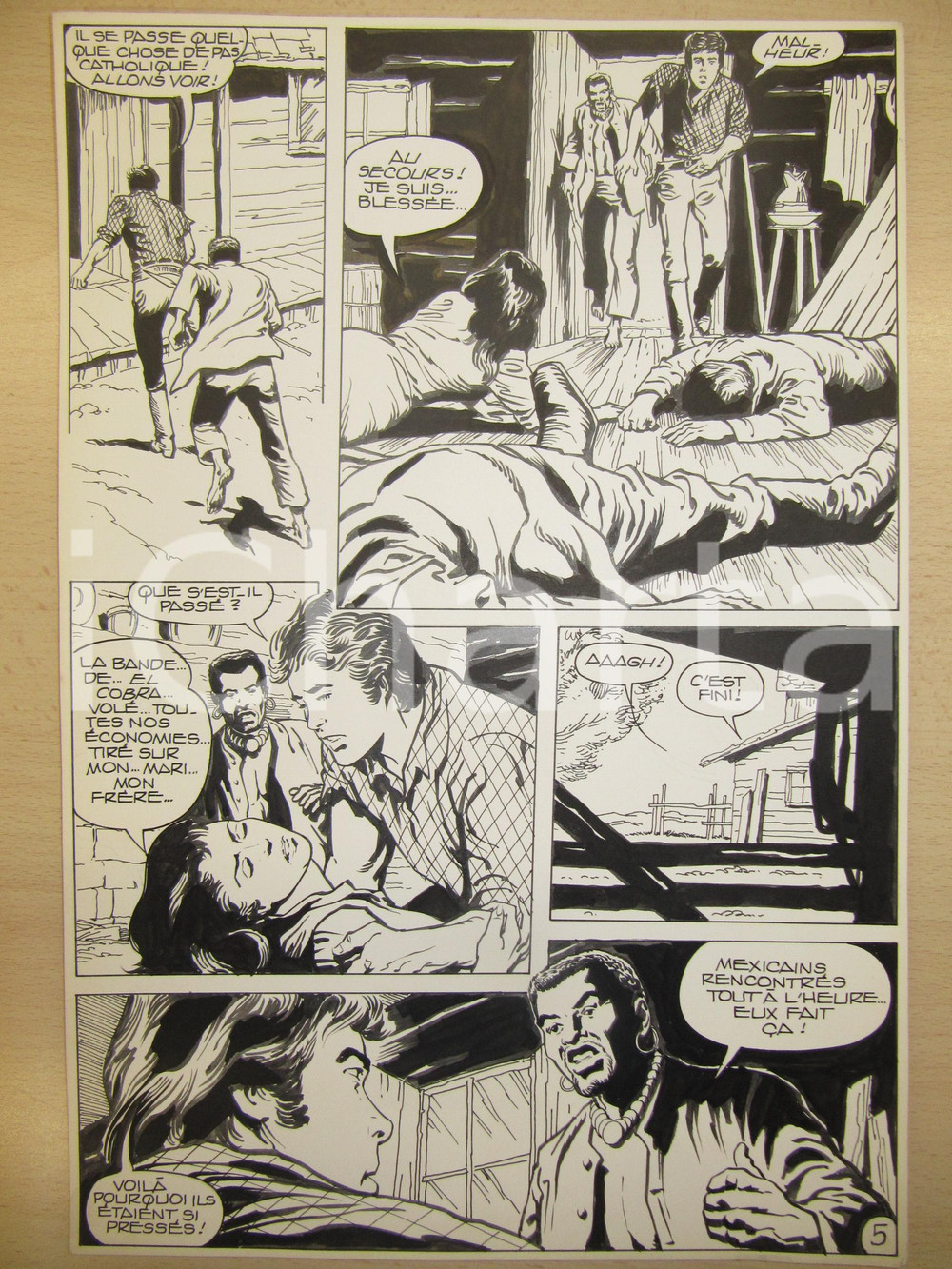 Opera d’arte autentica 1990 BD WESTERN FRANCE BILLY BOYD NÂ° 2 El Cobra! tav.5 Original BERNASCONI LUBE 1