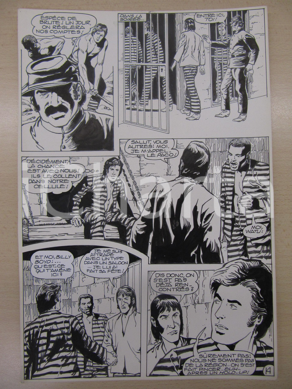 Opera d’arte autentica 1990 BD WESTERN FRANCE BILLY BOYD NÂ° 2 El Cobra! tav.14 Original BERNASCONI LUBE 1