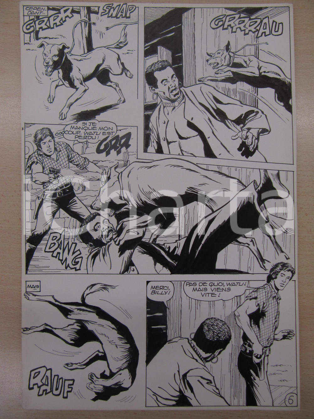 Opera d’arte autentica 1990 BD WESTERN FRANCE BILLY BOYD NÂ° 2 El Cobra! tav.6 Original BERNASCONI LUBE 1