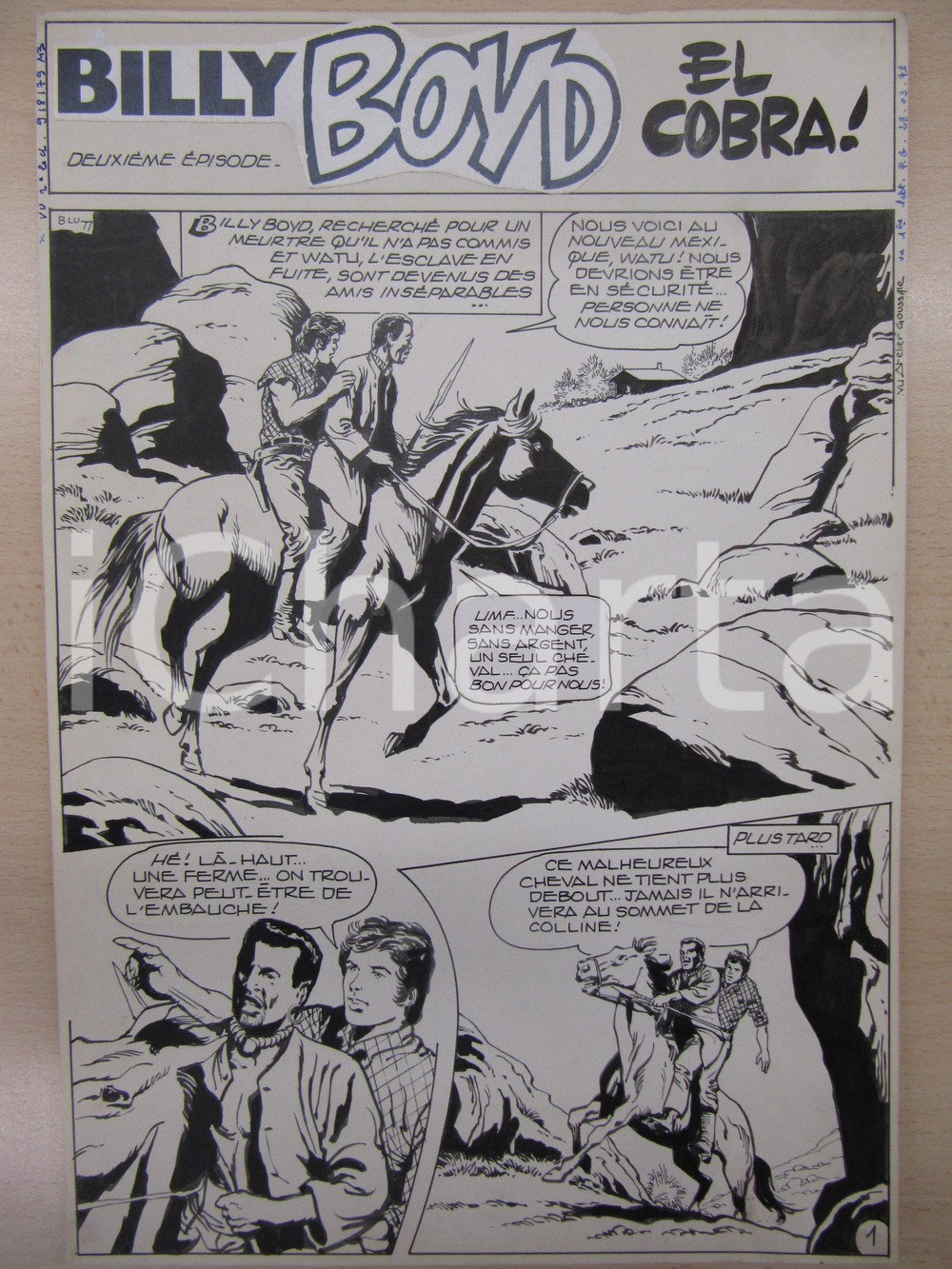 Opera d’arte autentica 1990 BD WESTERN FRANCE BILLY BOYD NÂ° 2 El Cobra! tav.1 Original BERNASCONI LUBE 1