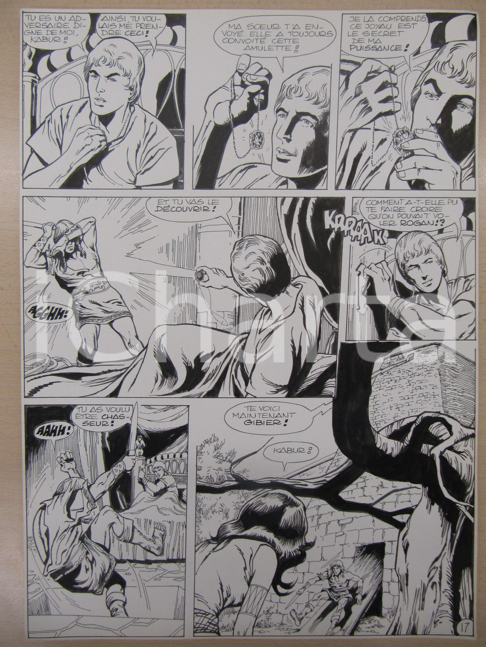 Opera d’arte autentica 1976 BD FANTASY FRANCE La saga de KABUR NÂ° 6 tav.17 Original BERNASCONI LUBE 1