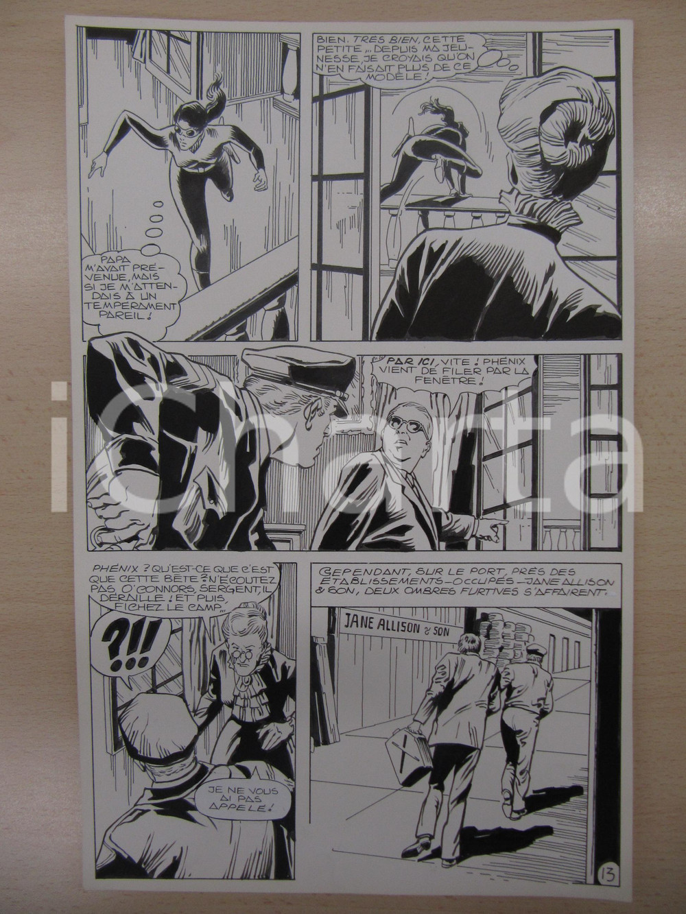 Opera d’arte autentica 1980 BD FRANCE PHENIX NÂ° 6 La vieille dame tav.13 Original BERNASCONI LUBE 1