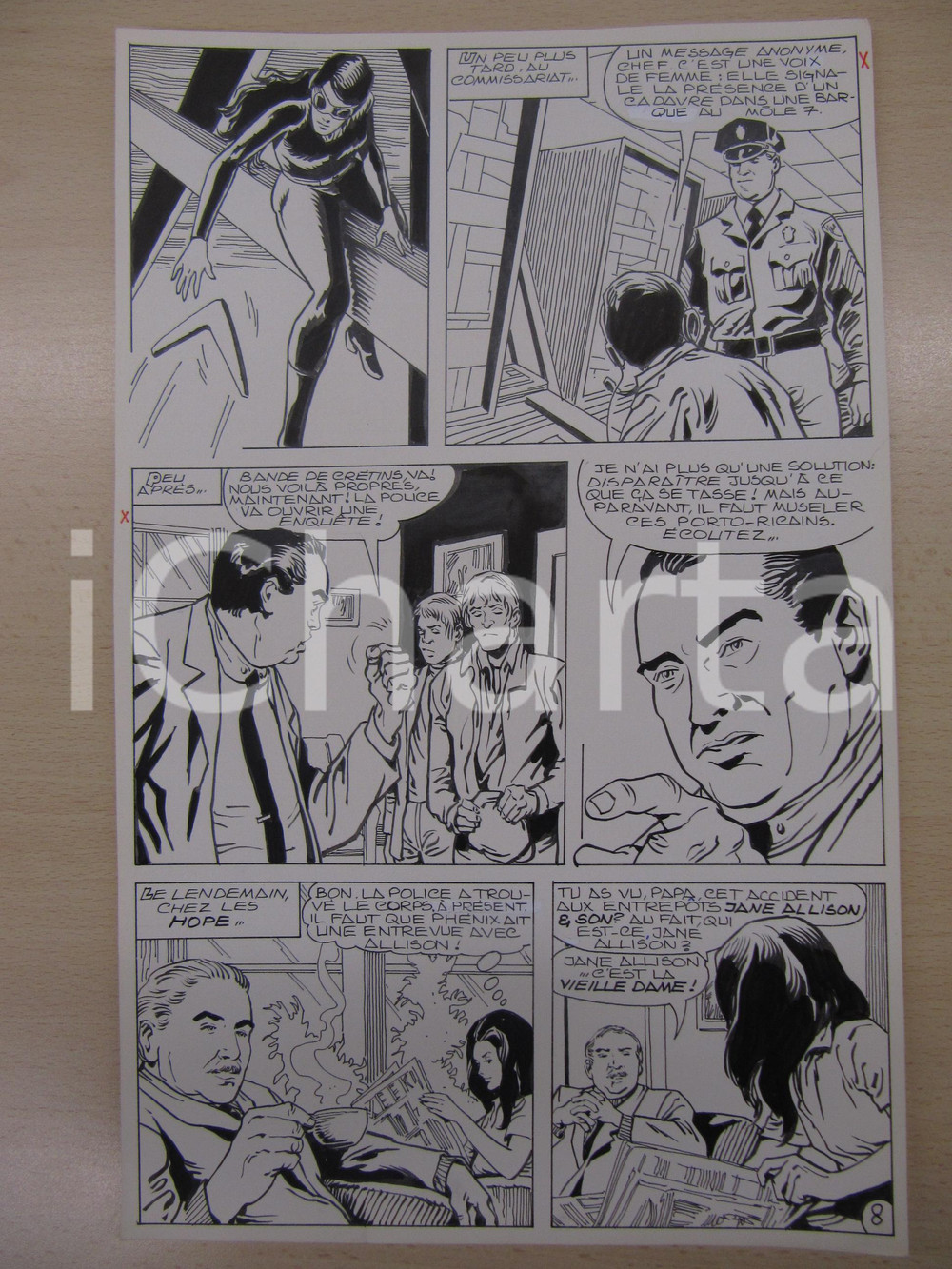 Opera d’arte autentica 1980 BD FRANCE PHENIX NÂ° 6 La vieille dame tav.8 Original BERNASCONI LUBE 1