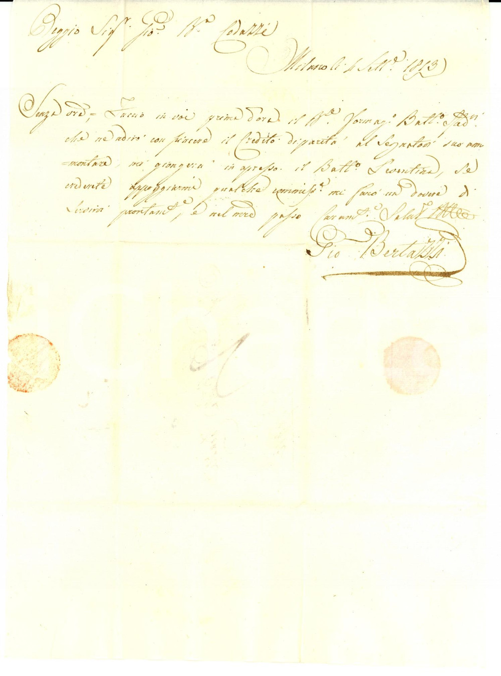 Documento originale, autentico 1813 MILANO Lettera di affari Giovanni BERTAZZI a Giovanni Battista CODAZZI 1
