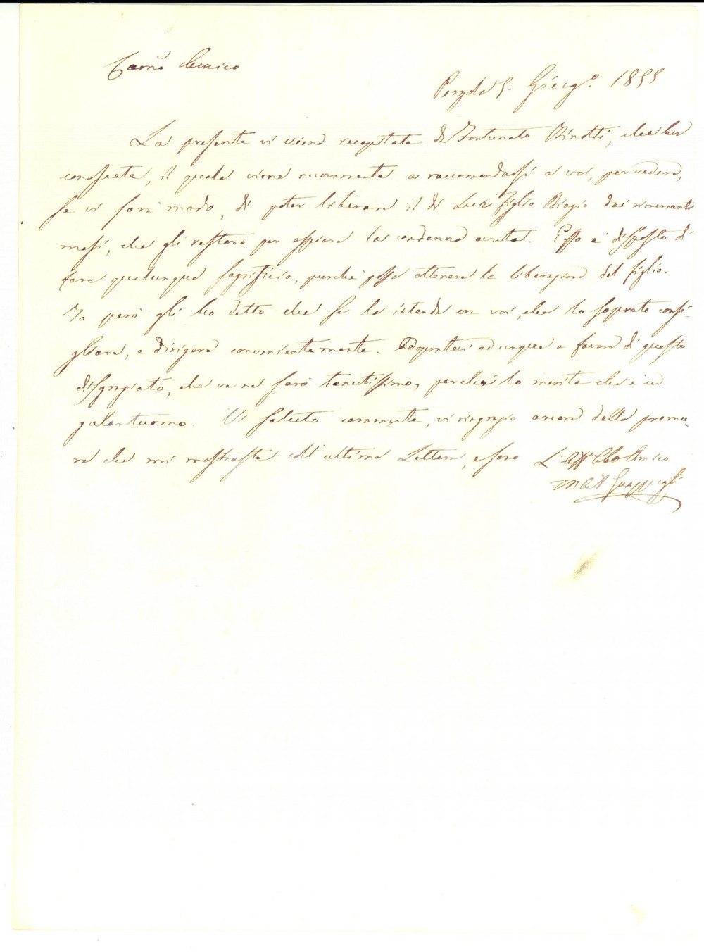 Manoscritto, lettera originale 1855 PERGOLA PU Marcantonio GUAZZUGLI pro carcerato Biagio BIROTTI Autografo 1