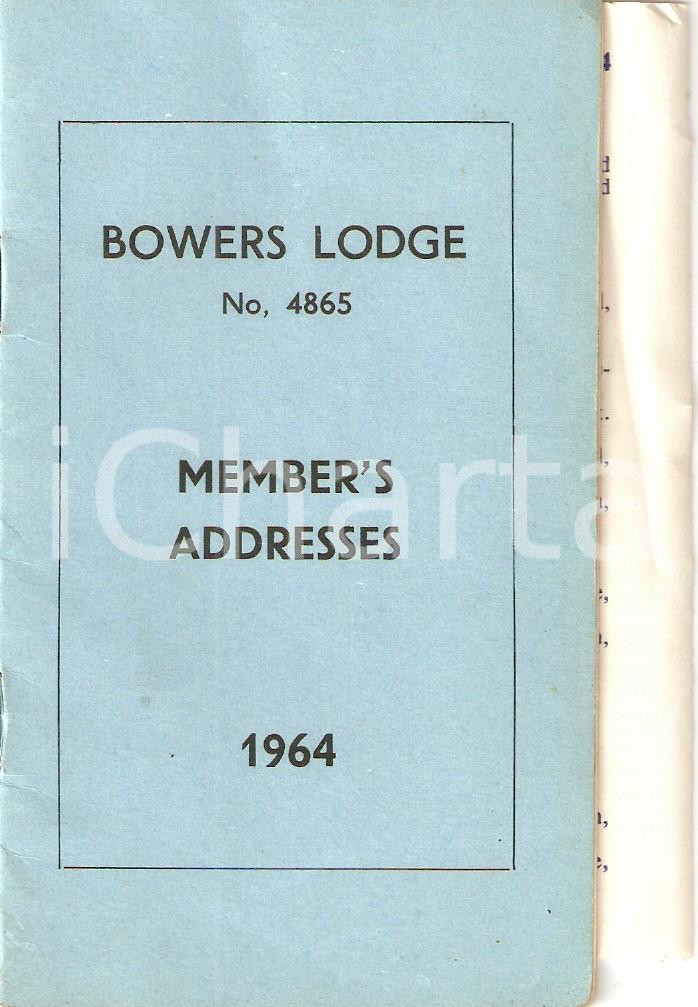 Oggetto da collezione cartaceo 1964 FREEMASONRY NORWICH Members  addresses BOWERS LODGE 4865 1