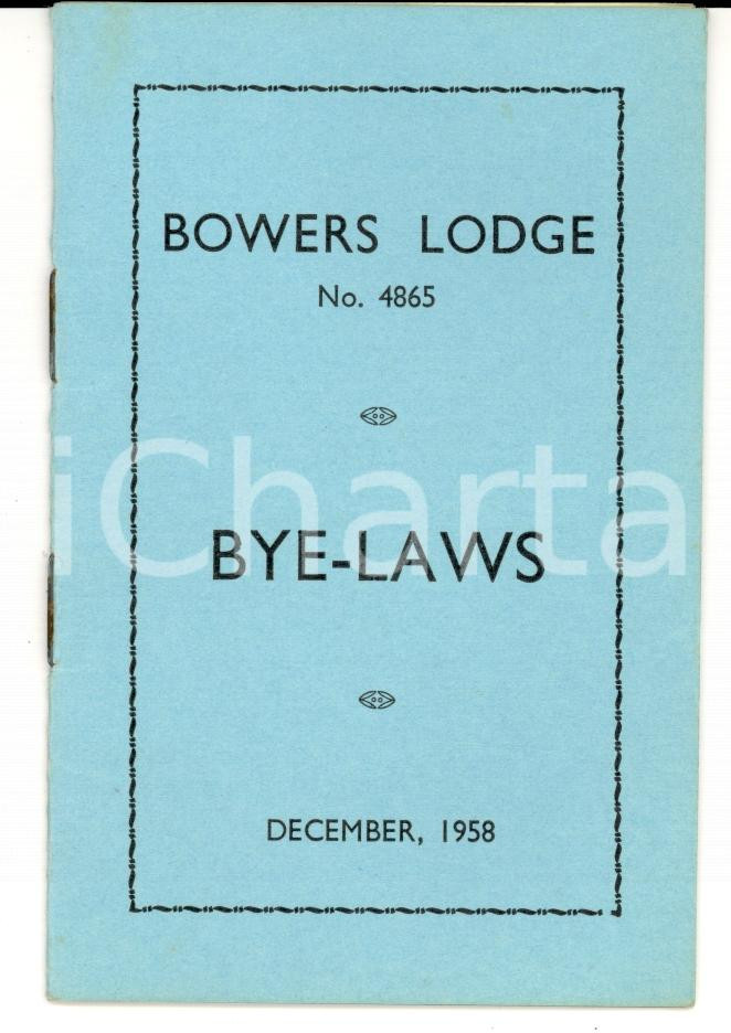 Oggetto da collezione cartaceo 1958 FREEMASONRY NORWICH UK Bowers Lodge no. 4865 ByeLaws RARE 1
