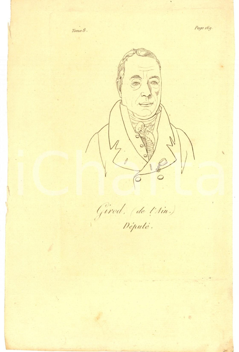 Stampa, bozzetto originale 1822 PARIS Baron Louis Gaspard Amédée GIROD DE L AIN Député Gravure 1