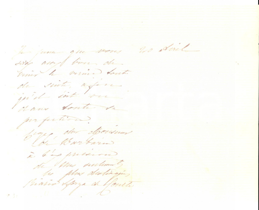 Autografo originale 1870 ca Elisabetta RIARIO SFORZA DE COURTE to Thomas de BARBARIN Autograph 1