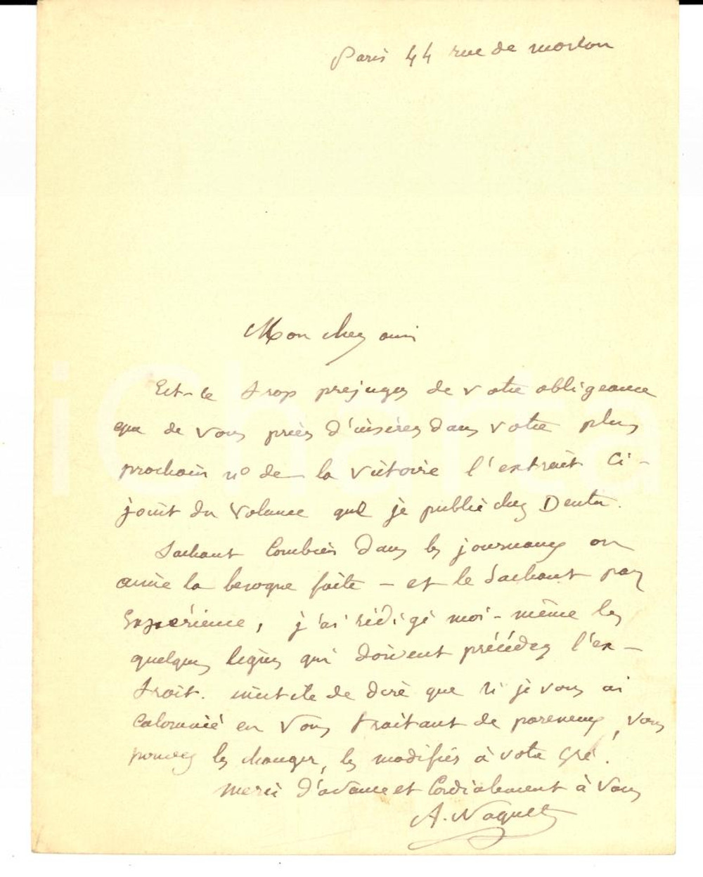 Autografo originale 1880 PARIS Alfred NAQUET scherza con un amico giornalista AUTOGRAPH 1