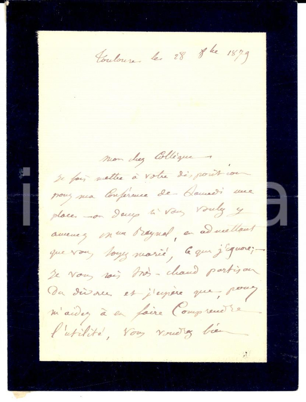 Autografo originale 1879 TOULOUSE Lettera Alfred NAQUET a un fautore del divorzio AUTOGRAPH 1