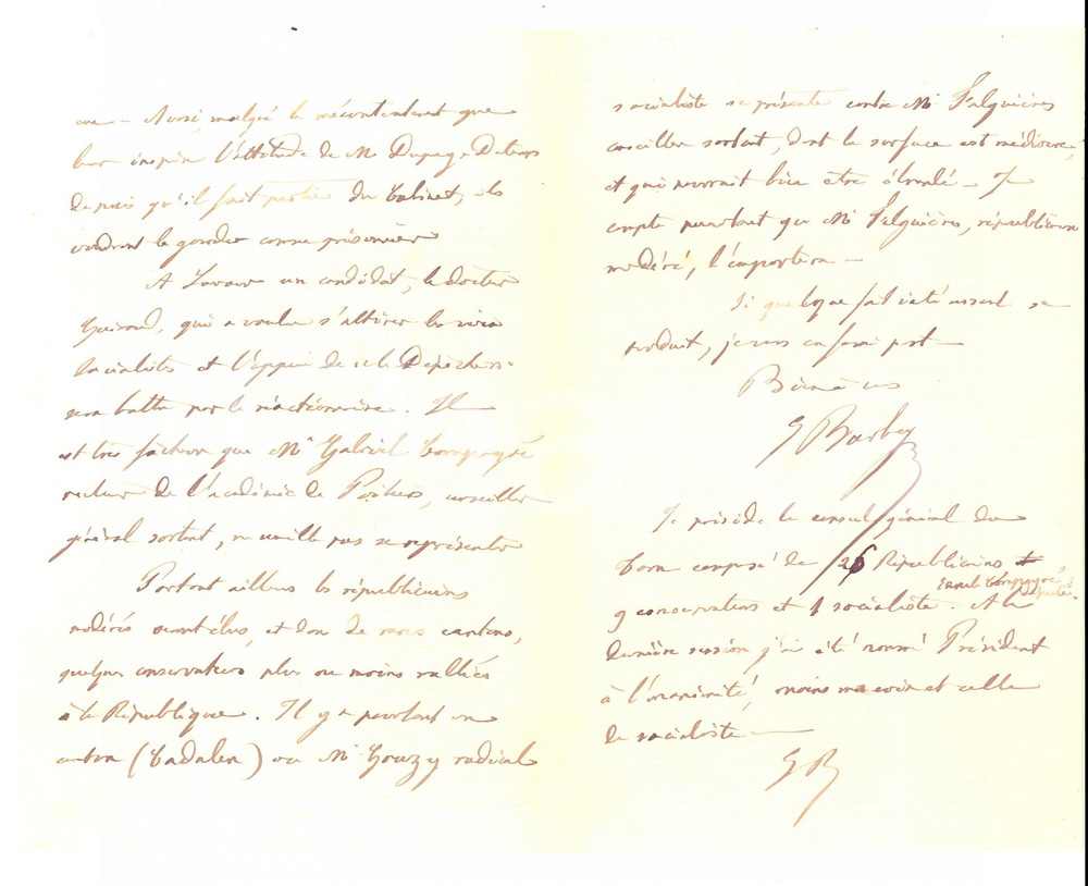 Autografo originale 1895 PARIS Edouard BARBEY critique candidatures socialistes AUTOGRAPH 1