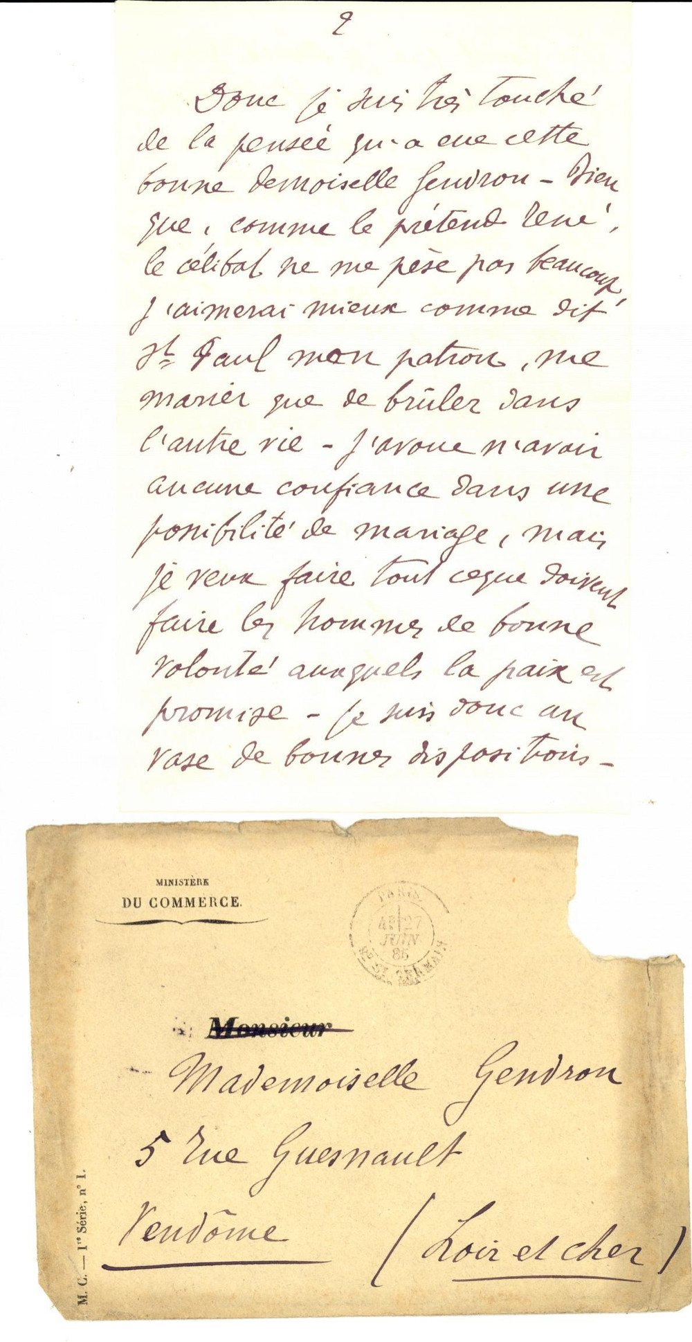 Autografo originale 1880 PARIS Funzionario Paul BEAUSIRE DE SEYSSEL sul celibato AUTOGRAPH 1