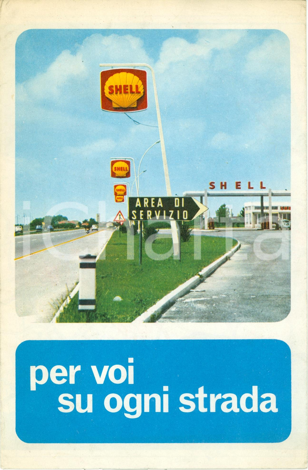 Materiale pubblicitario d’epoca 1966 SHELL Mappa stazioni di servizio su Autostrade d ITALIA Opuscolo 1
