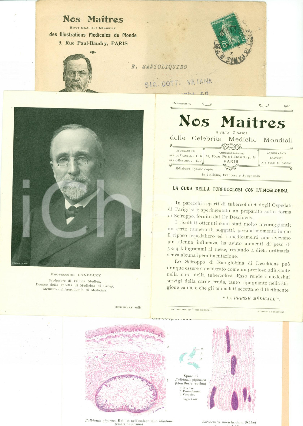 Materiale pubblicitario d’epoca 1910 NOS MAITRES Illustrations MÃ©dicales 7 Rocco SANTOLIQUIDO Louis LANDOUZY 1
