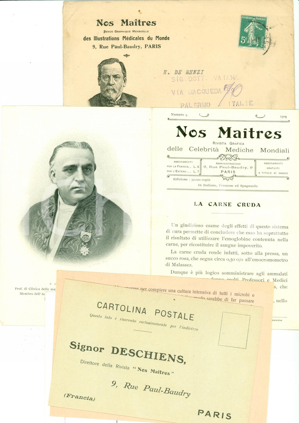 1909 NOS MAITRES Illustr. Médicales 4 Enrico DE RENZI CHARCOT Sciroppo DESCHIENS