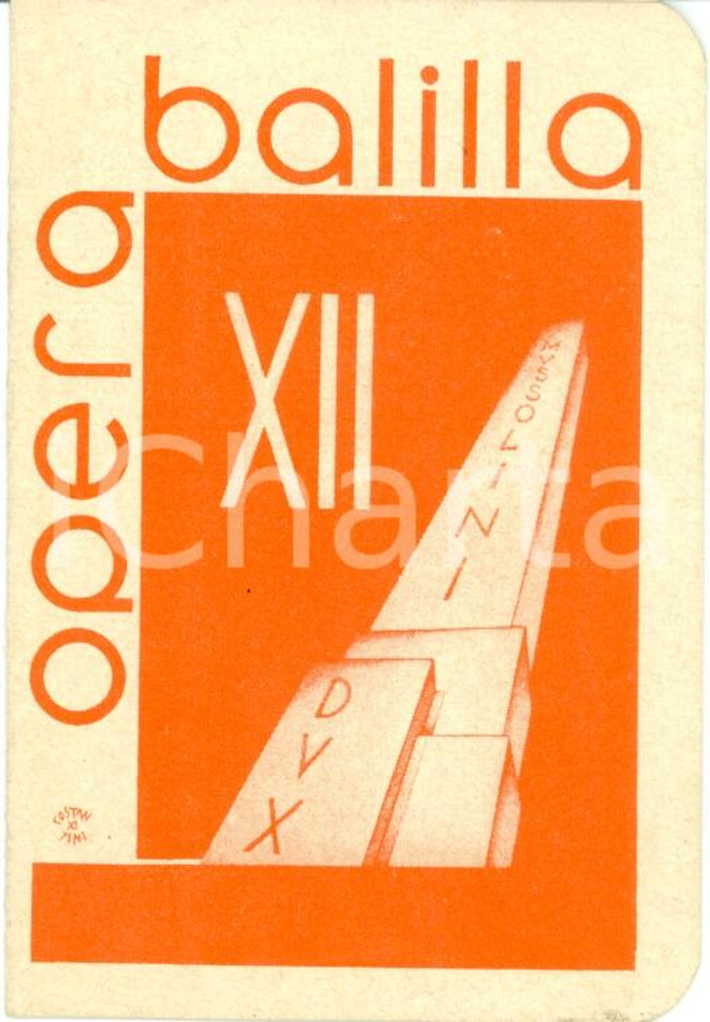 Oggetto da collezione cartaceo 1933 LIVORNO Tessera piccola italiana Clotilde PAPINI Opera BALILLA 1
