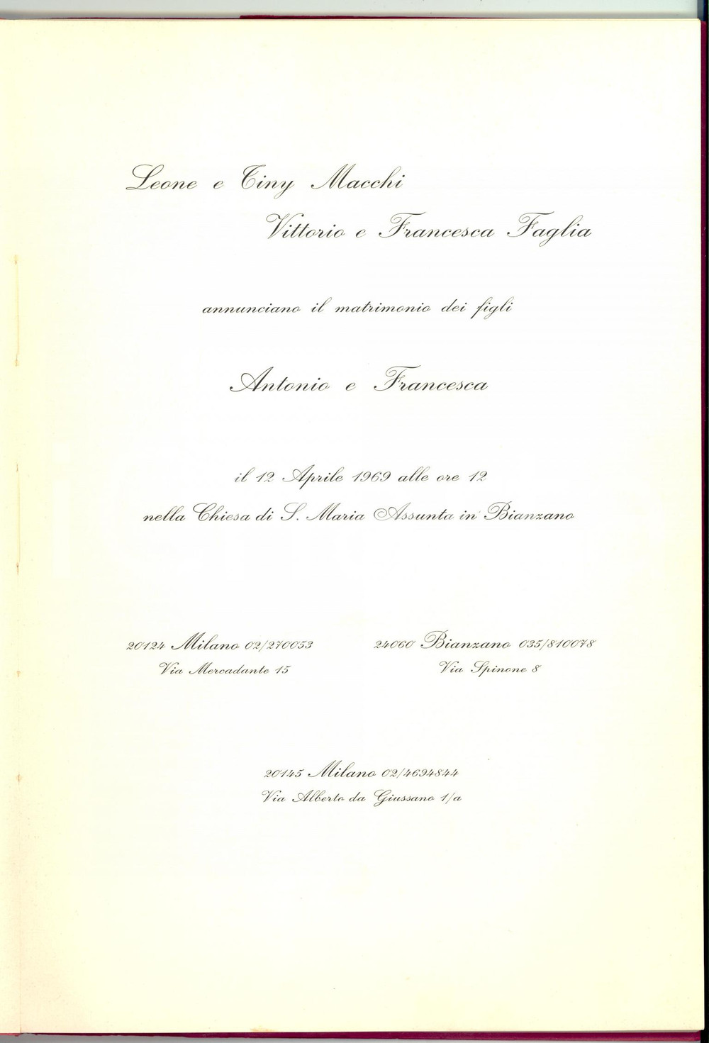 Libro, pubblicazione d epoca 1969 BIANZANO BG La chiesa di S. MARIA ASSUNTA Autografato 1