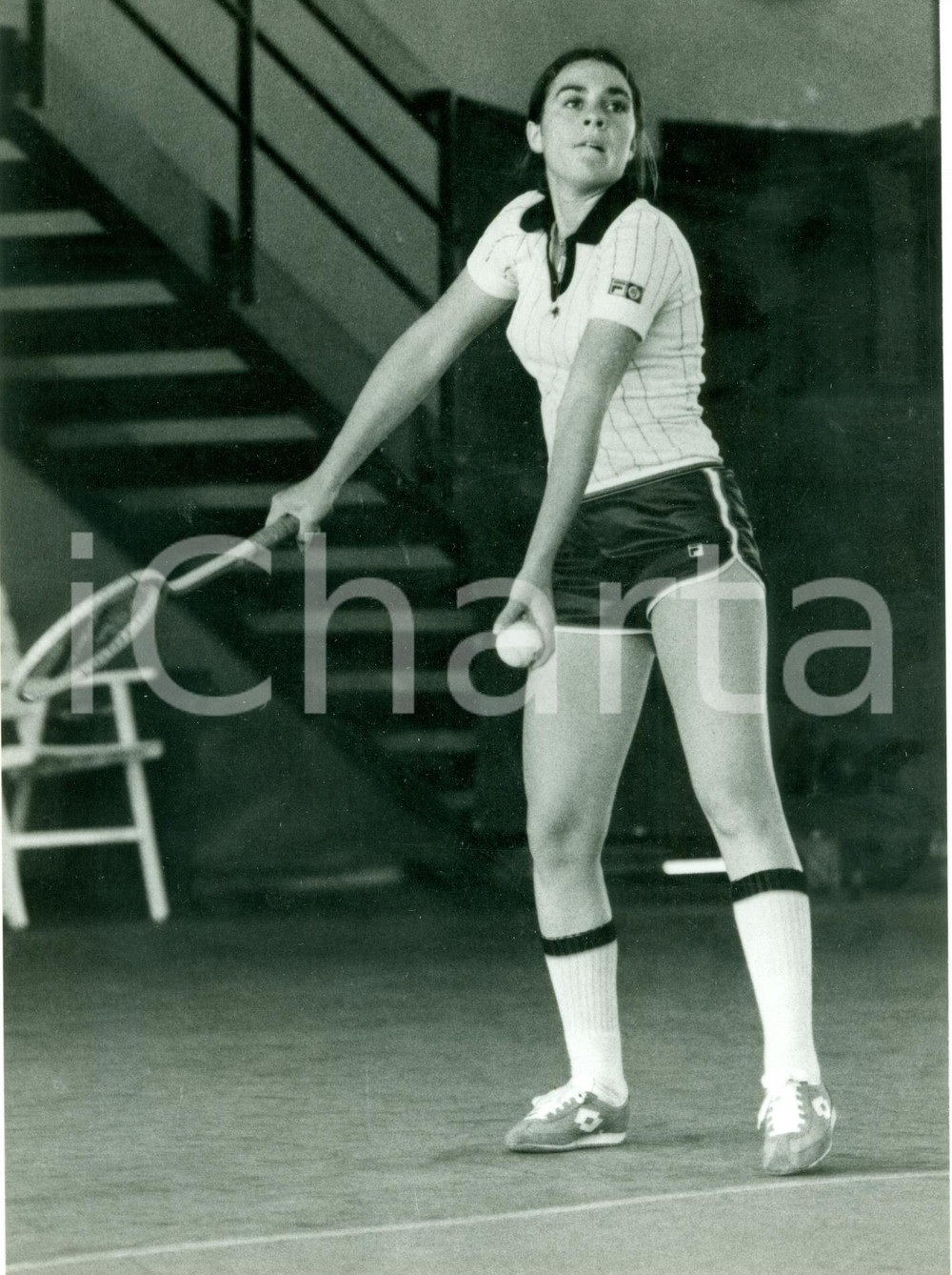 Fotografia d epoca originale 1980 ca TENNIS Sabina SIMMONDS durante allenamenti Fotografia 1